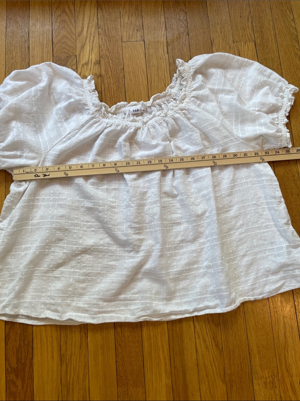 Gap White Off Shoulder Puff Sleeve Peasant Top Size Large - Picture 4 of 6